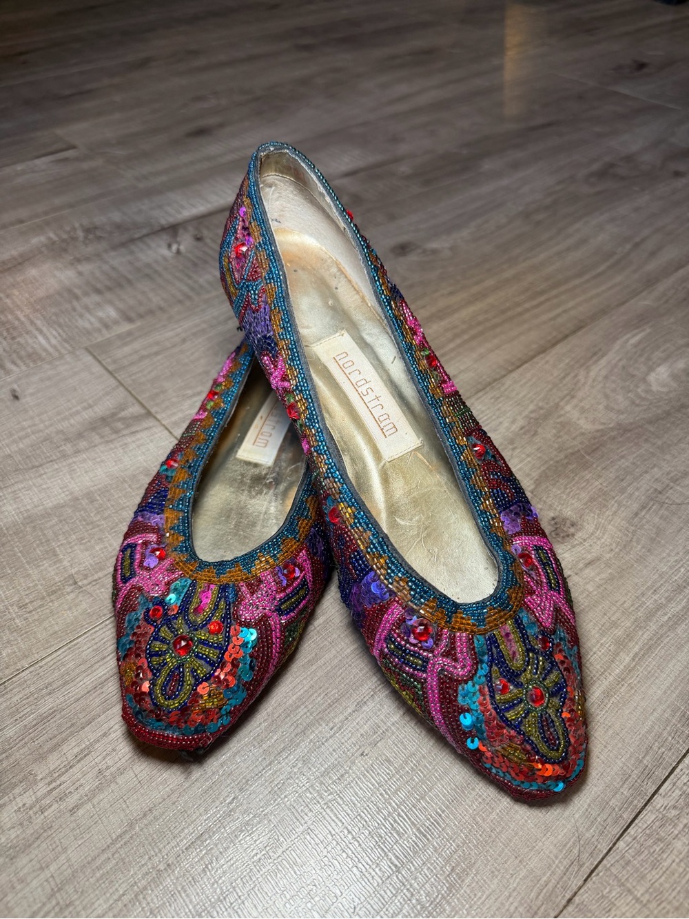 Vintage Nordstrom Beaded & Sequined Smoking Flats – Women’s Size 8.5